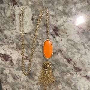 Rayne gold long pendant necklace in orange
